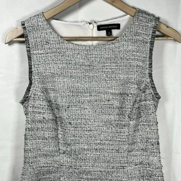Banana Republic Tweed Dress womens size 4 black white office formal party - Picture 6 of 11